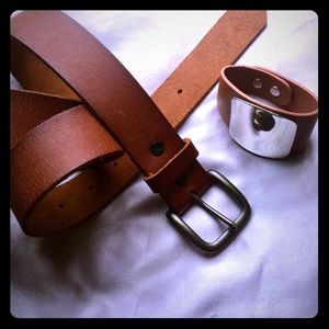American Eagle Leather Belt and Wrap Bracelet